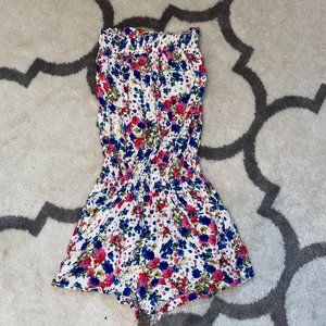 Strapless Floral Romper